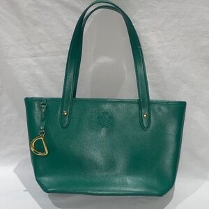 Ralph Lauren Green Tote with Gold Heart Charm
